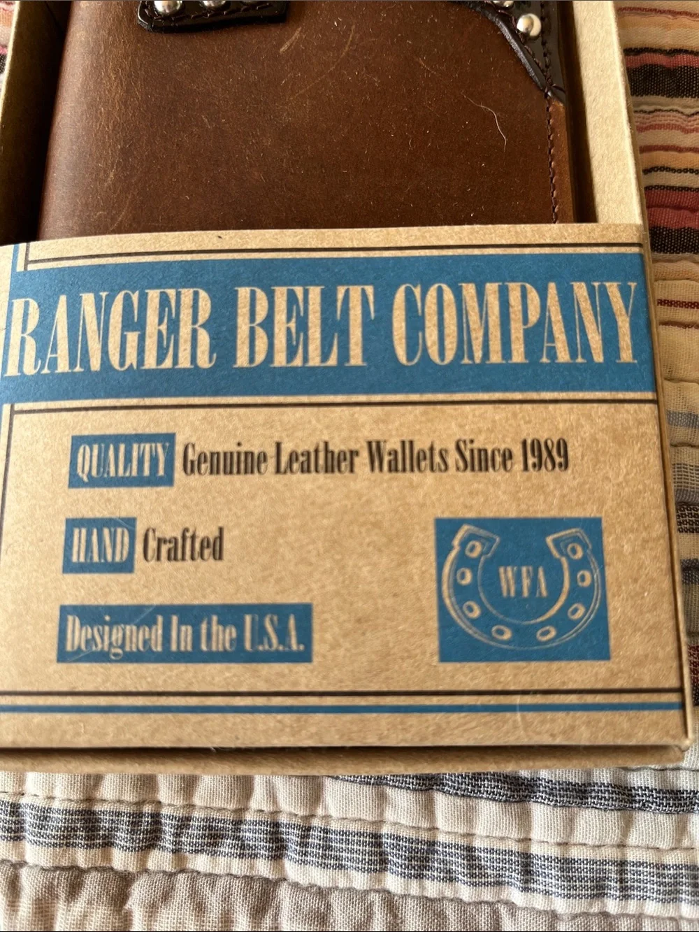 Brown Leather Key & Card Holder with Star Stud. Ranger Belt Company.